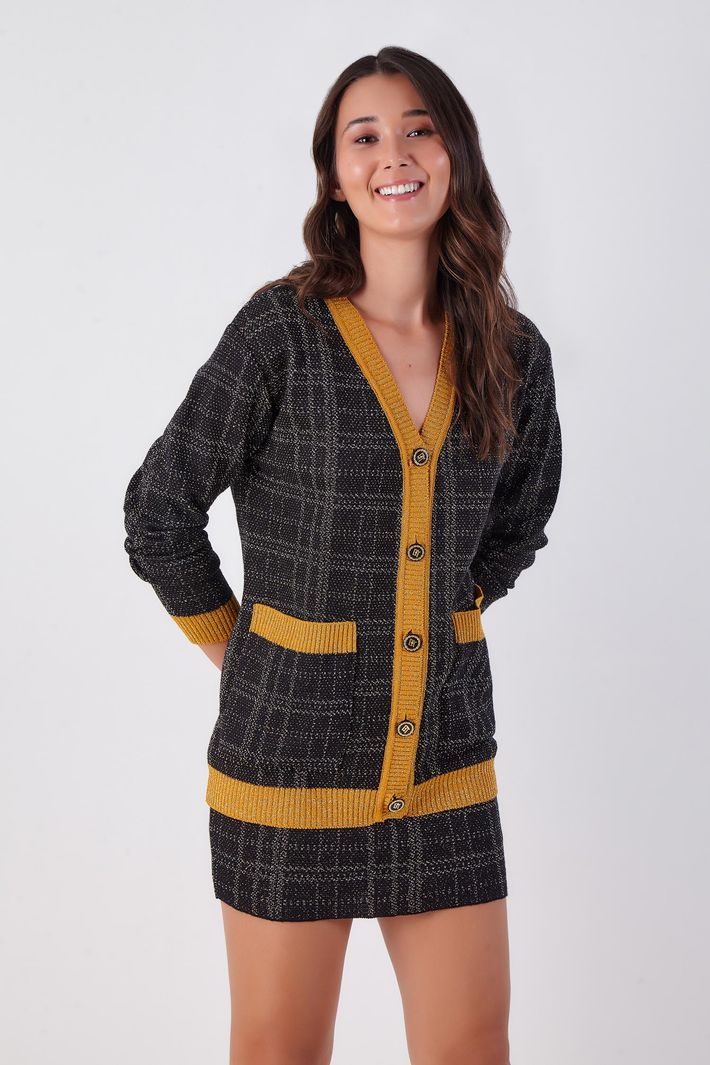 Casaco Tricot Xadrez Lurex Litt casaco-tricot-xadrez-lurex-litt