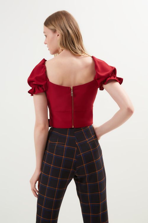 blusa drapeada cruzada
