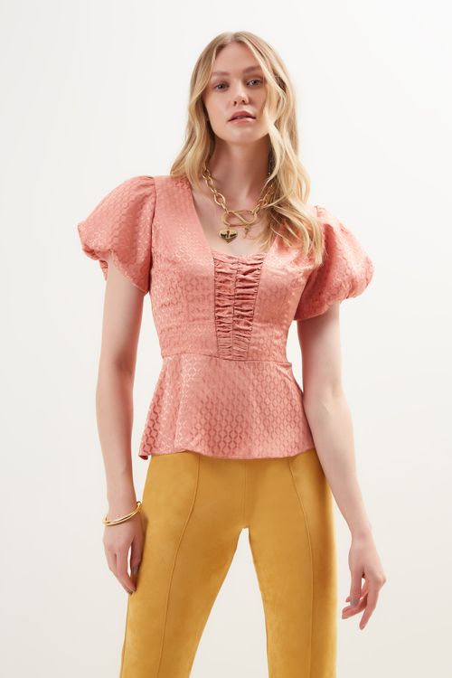 blusa drapeada cruzada